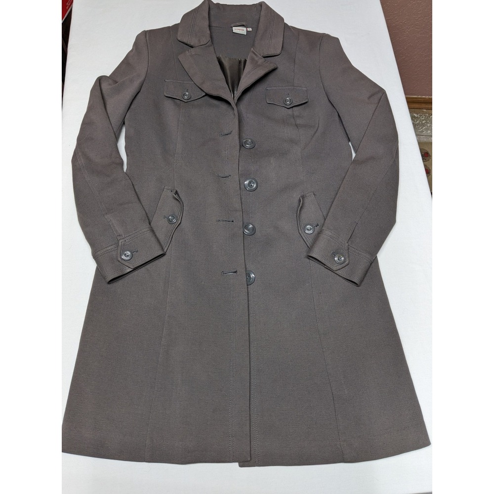 Georgiou Studio Womens Taupe Brown Button Front Trench Coat Jacket Size 12